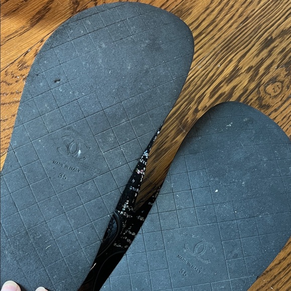 100% authentic CHANEL Black colorful tweed dad sandal size 35 / 6 - Picture 7 of 8